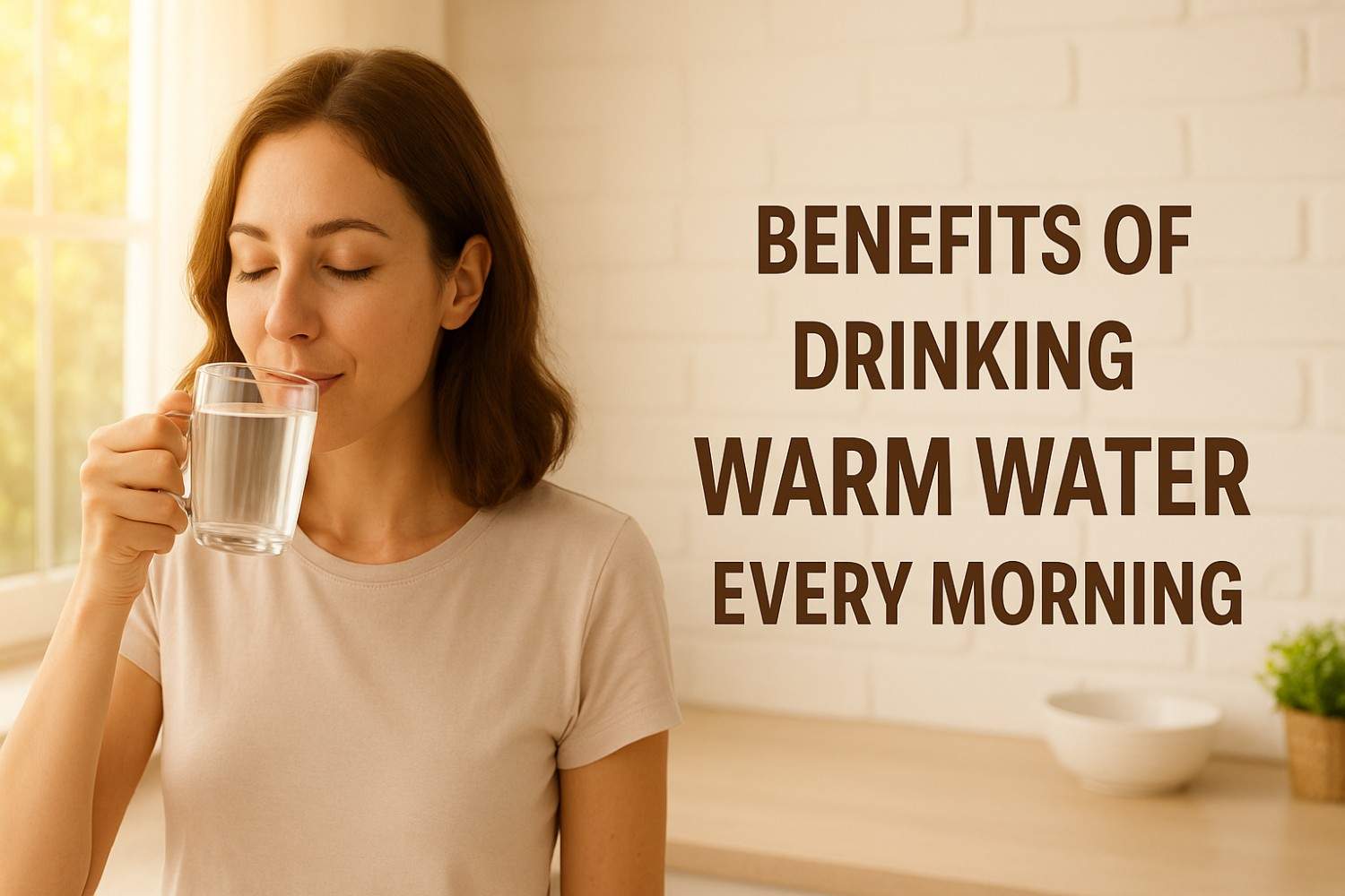 How to Boost Your Immune System Naturally: Real Talk, Real Results 1 Woman drinking warm water in the morning with sunlight streaming through kitchen window