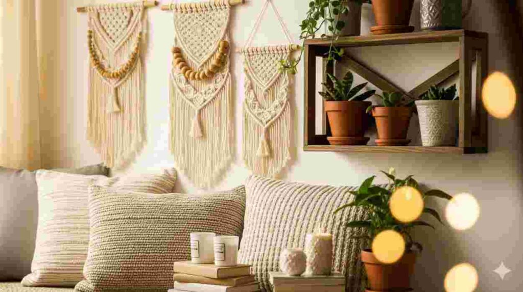 DIY economy home decor with budget wall art and indoor plants