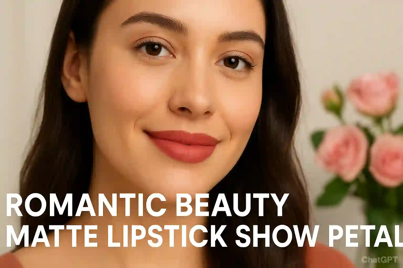 Romantic Beauty Matte Lipstick Show Petal on model